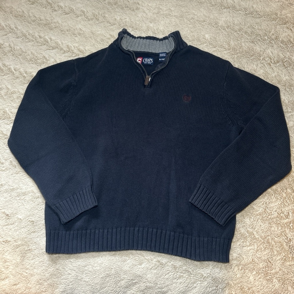 Chaps Men's Navy Half-Zip Knit Sweater